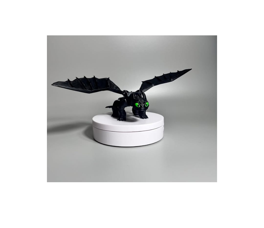 Poseable Night Fury- Inspired Dragon - Toothless Dragon - Mythical Black Dragon Toy – Flexible 3D Pr