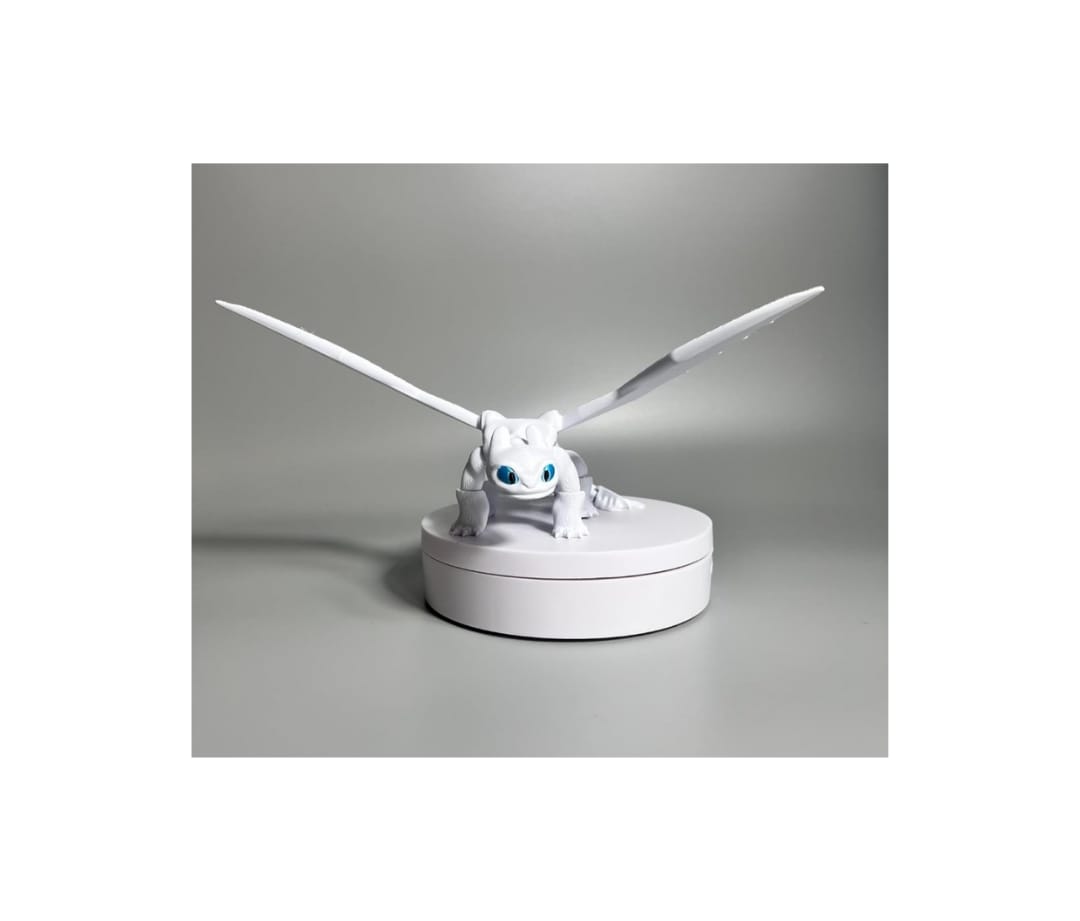 Poseable Night Fury- Inspired Dragon - Toothless Dragon - Mythical white Dragon Toy – Flexible 3D Pr