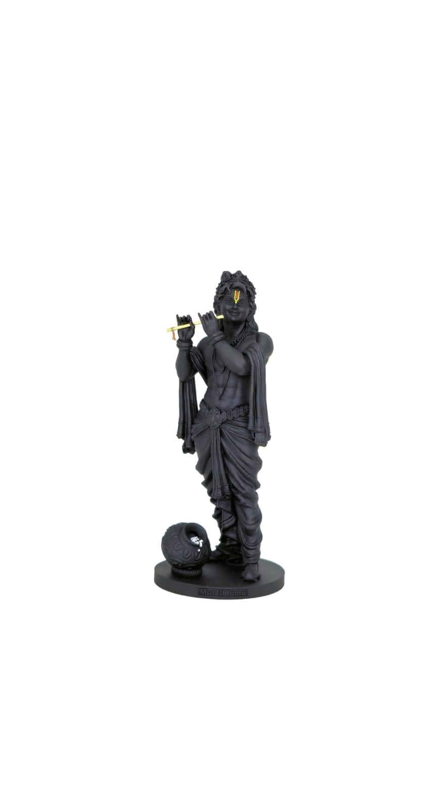Shyamsundar Krishna Murti, 10.16 cm Height, Black, 3D Printed, UV Resin, Car Dashboard Idol of Lord 
