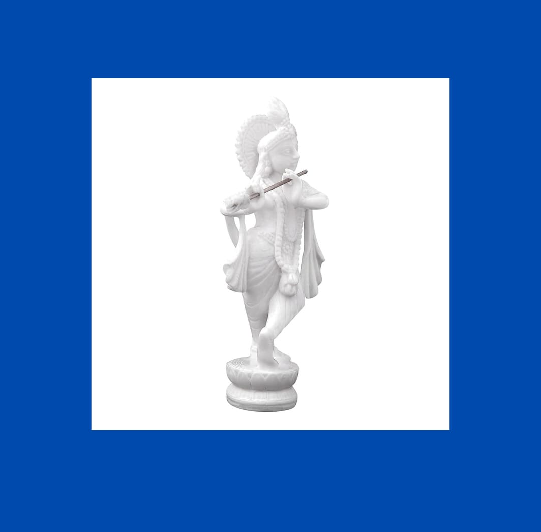 Shyamsundar Krishna Murti, White, Black, 3D Printed, Room ,UV Resin, Car Dashboard Idol of Lord Kris