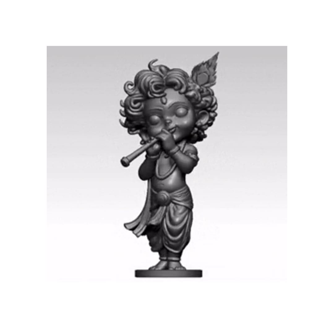 Shyamsundar Krishna Murti, White, Black, 3D Printed,  Room ,UV Resin, Car Dashboard Idol of Lord Kri