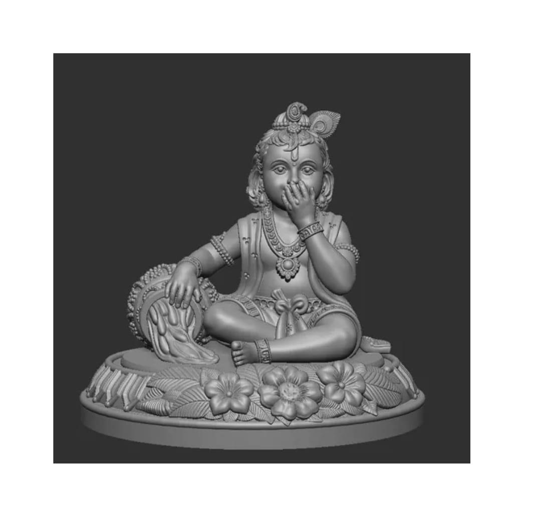 Shyamsundar Krishna Murti,  3D Printed, UV Resin,  Room ,  Car Dashboard Idol of Lord Krishna (Black